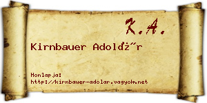 Kirnbauer Adolár névjegykártya